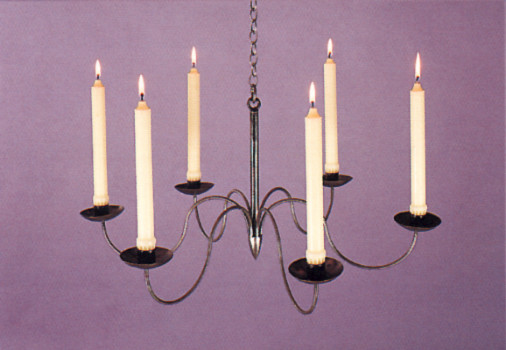 Le Clos Chandelier, six arm candle semi bright finish