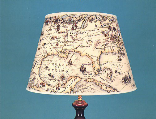 Columbus, on 17" card shade, physical map of the north part of America, c 1792 with self coloured trim.