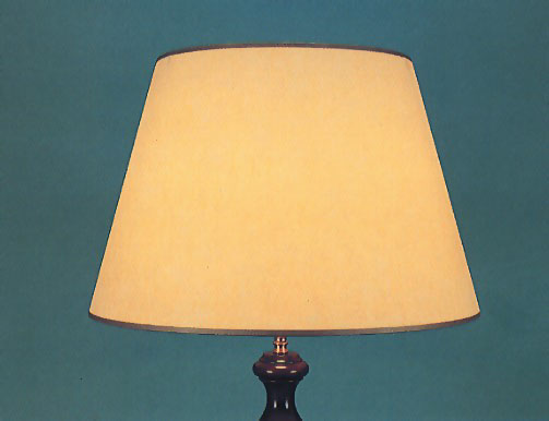 Antique, parchment 17" shade, with gold trim.  Available in different sizes.