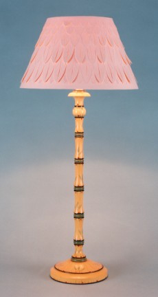 Large Prinny, lamp base hand painted faux bamboo "Yellow / Green Leaves".