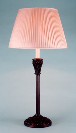 St Edmund, lamp base with hand made pleated silk shade.