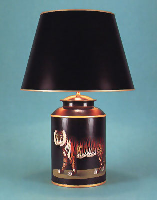 Woolpit Interiors - Tiger, hand painted tea canister lamp base :